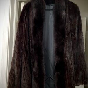 Women’s Medium Silk & bemberg Faux Fur Jacket Coat Blazer Dark Brown Luxury